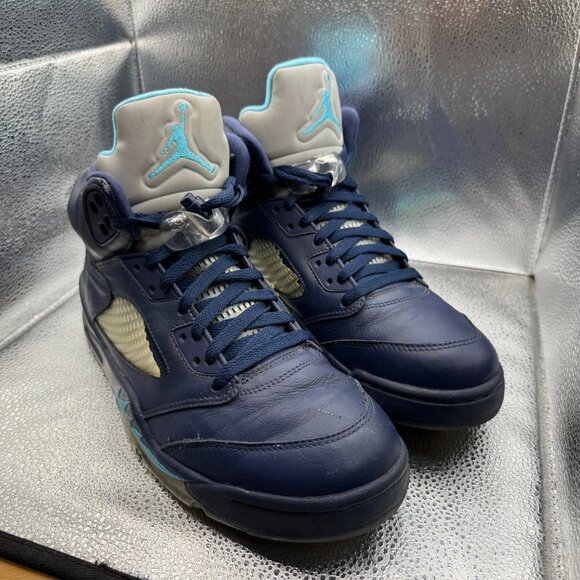 Size 11 Air Jordan 5 Retro Pre Grape Blue Leather Mens Lace Up Shoes 136027-405 - Picture 1 of 12